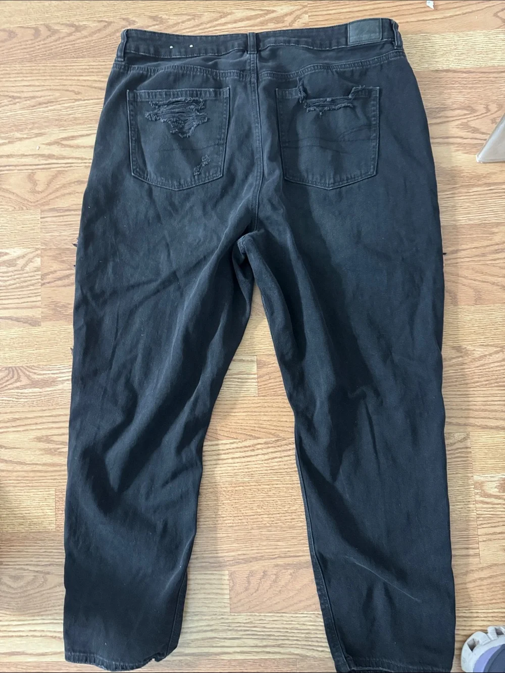 American Eagle Outfitters Black Distressed Boot-Cut Jeans